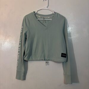 Calvin Klein Performance Womens Teal Long Sleeve Cropped Sweater Size Medium